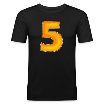 Zahl 5 Nummer - Männer Slim Fit T-Shirt - Schwarz - Vorne - Nik (191cm)