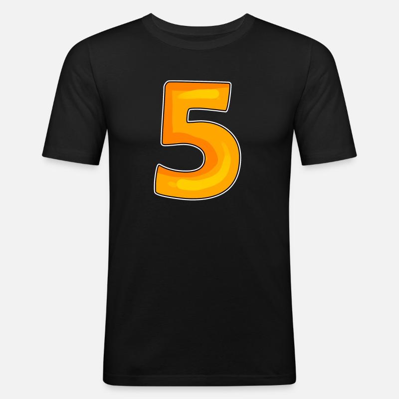 Zahl 5 Nummer - Männer Slim Fit T-Shirt - Schwarz