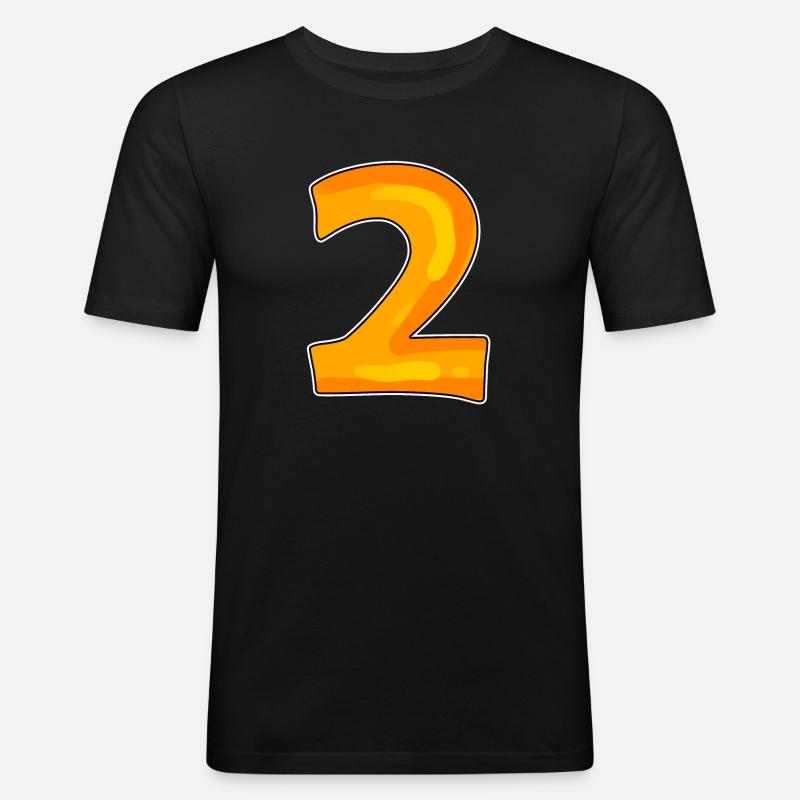 Zwei - 2 - Nummer Zahl - Männer Slim Fit T-Shirt - Schwarz