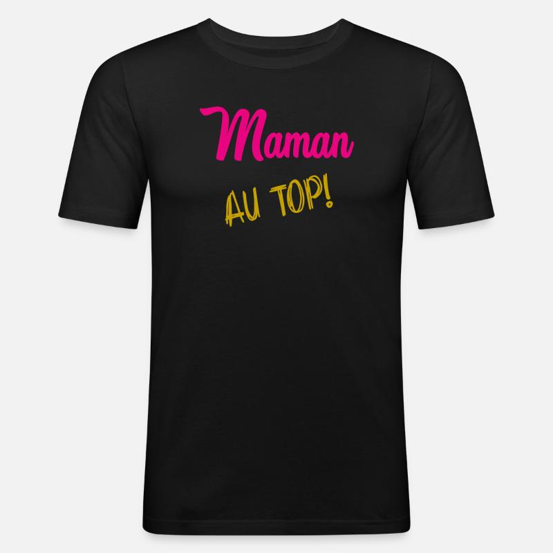MAMA - Männer Slim Fit T-Shirt - Schwarz