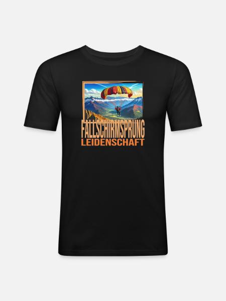 Fallschirmsprung Leidenschaft - Männer Slim Fit T-Shirt - Schwarz