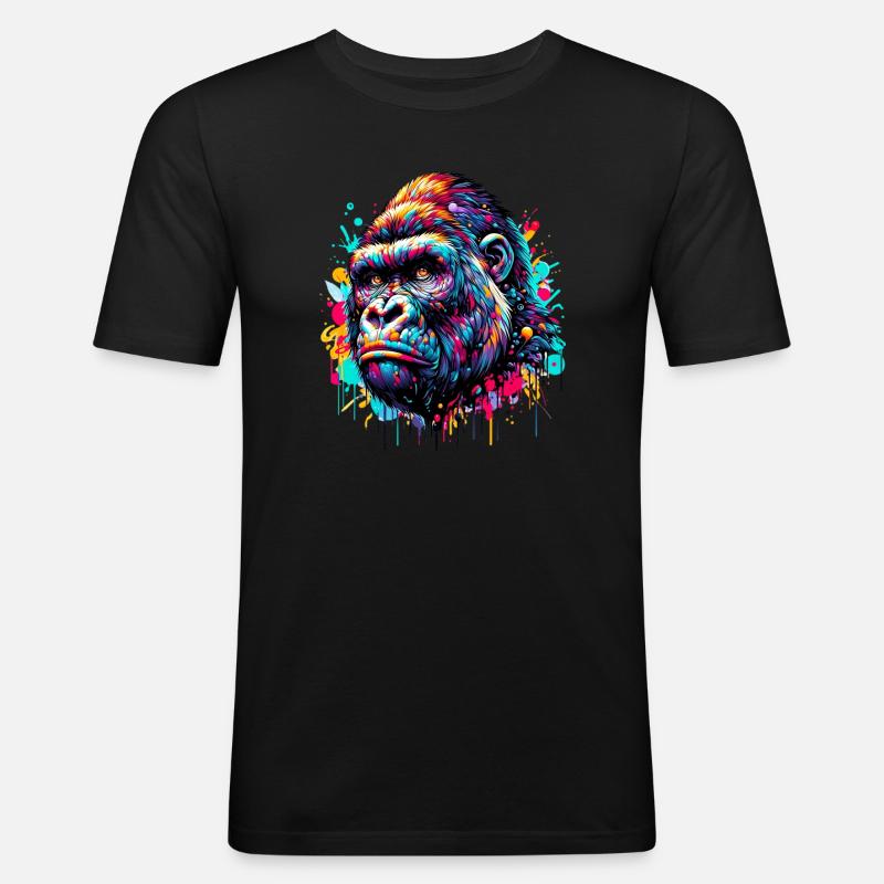 Gorilla - Männer Slim Fit T-Shirt - Schwarz