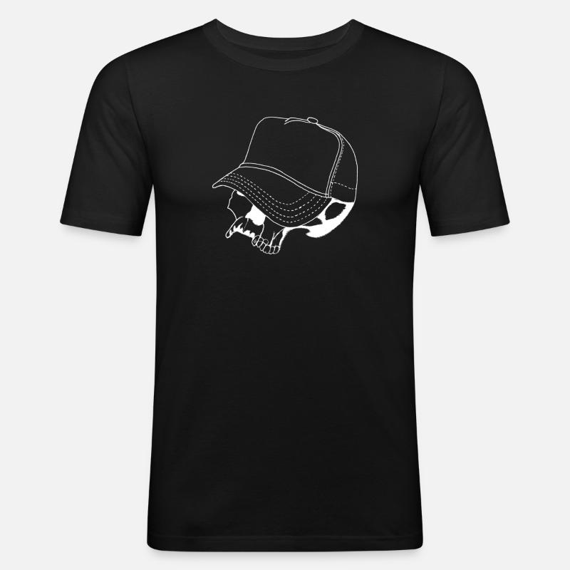 Skull Cap - Männer Slim Fit T-Shirt - Schwarz