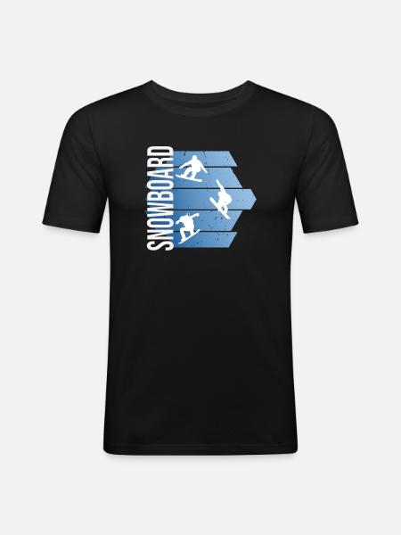 Snowboard - Männer Slim Fit T-Shirt - Schwarz