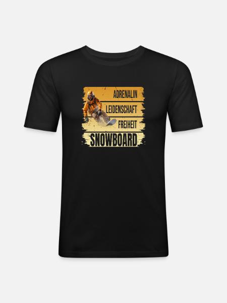 Adrenalin - Leidenschaft - Freiheit - Snowboard - Männer Slim Fit T-Shirt - Schwarz