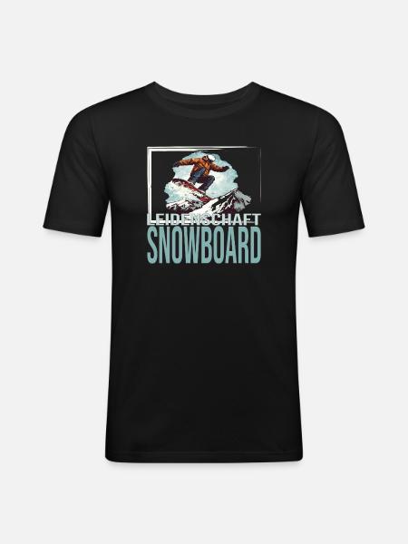 Leidenschaft Snowboard - Männer Slim Fit T-Shirt - Schwarz