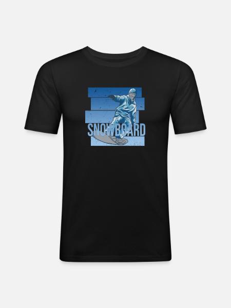 Snowboard - Männer Slim Fit T-Shirt - Schwarz