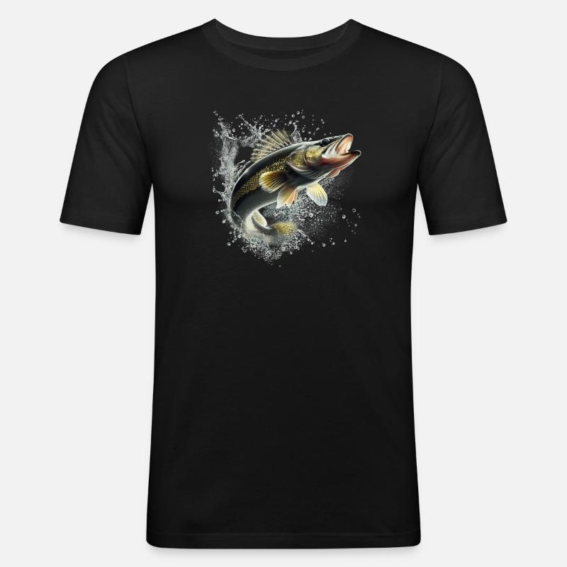 Fisch - Männer Slim Fit T-Shirt - Schwarz