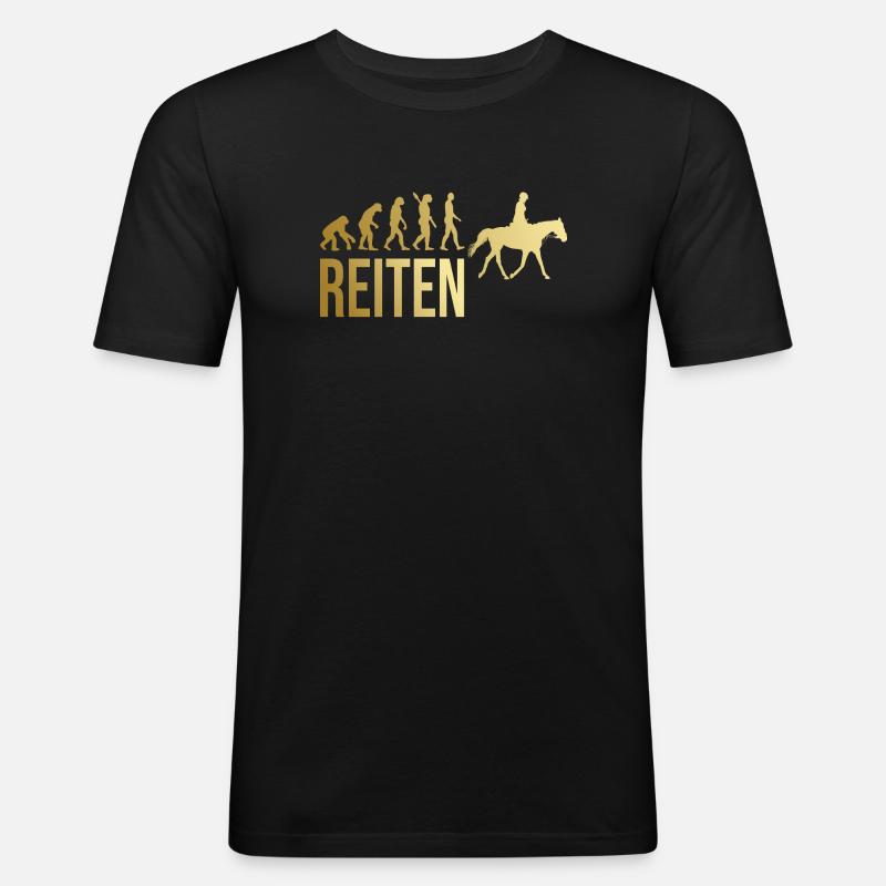 Reiten Evolution - Männer Slim Fit T-Shirt - Schwarz