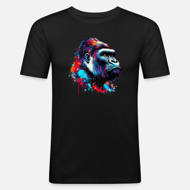 Gorilla - Männer Slim Fit T-Shirt - Schwarz
