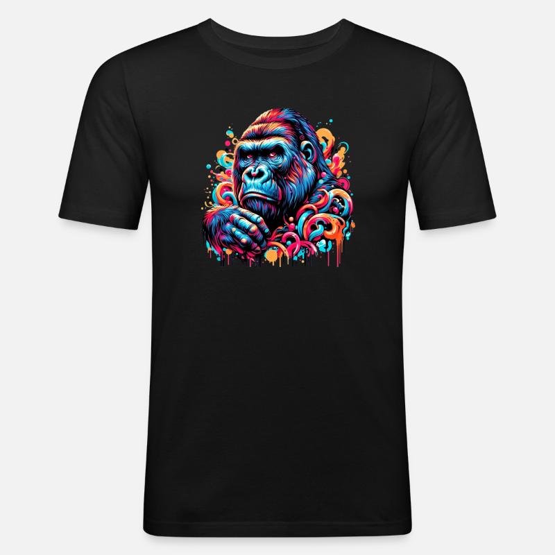 Gorilla - Männer Slim Fit T-Shirt - Schwarz