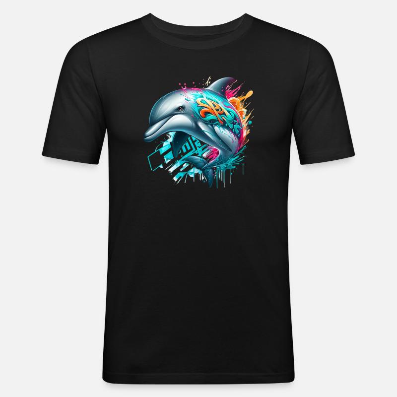 Delfin - Männer Slim Fit T-Shirt - Schwarz