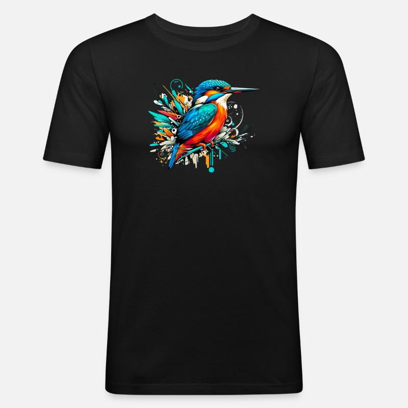 Eisvogel - Männer Slim Fit T-Shirt - Schwarz