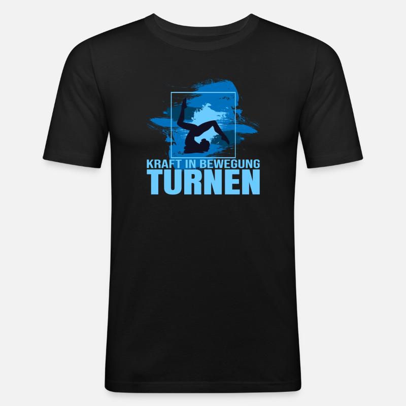 Kraft in Bewegung - Turnen - Männer Slim Fit T-Shirt - Schwarz