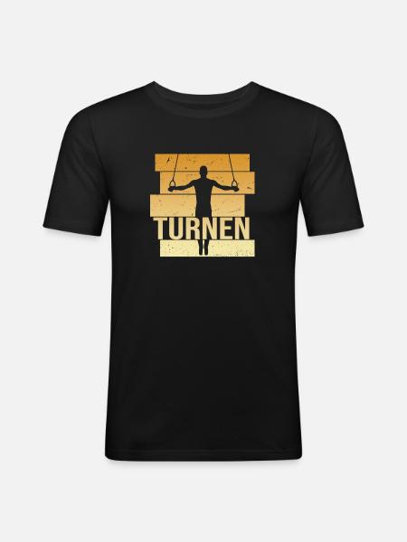 Turnen - Männer Slim Fit T-Shirt - Schwarz
