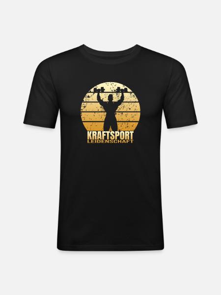 Kraftsport Leidenschaft - Männer Slim Fit T-Shirt - Schwarz