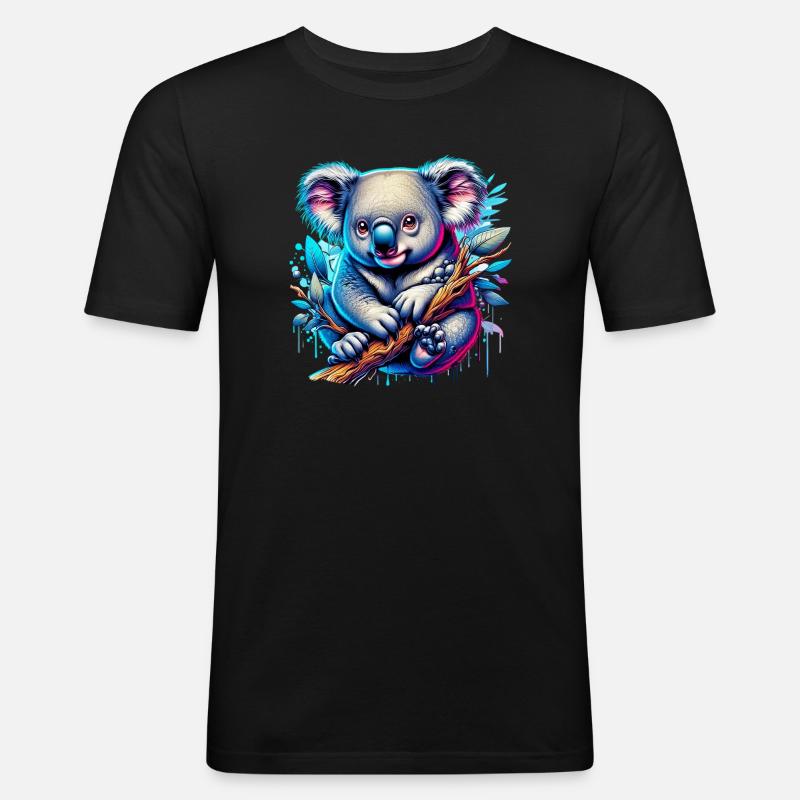 Koala - Männer Slim Fit T-Shirt - Schwarz