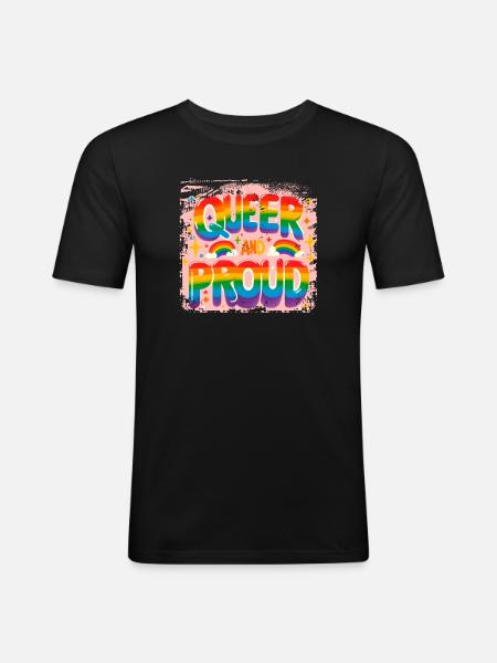 Queer and proud - Men's Slim Fit T-Shirt - black
