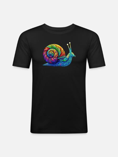 Schnecke - Männer Slim Fit T-Shirt - Schwarz