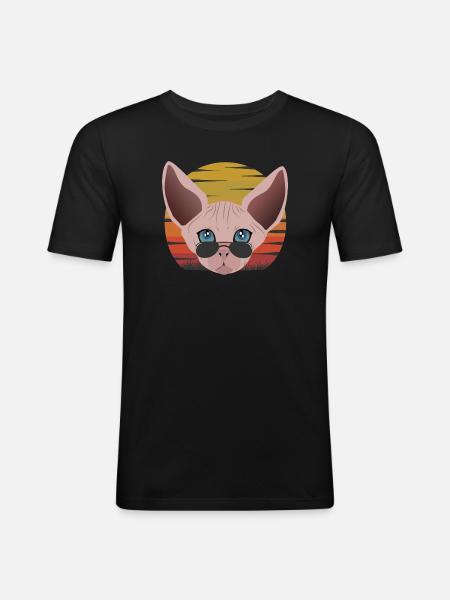 sphinx cat sunset - Men's Slim Fit T-Shirt - black