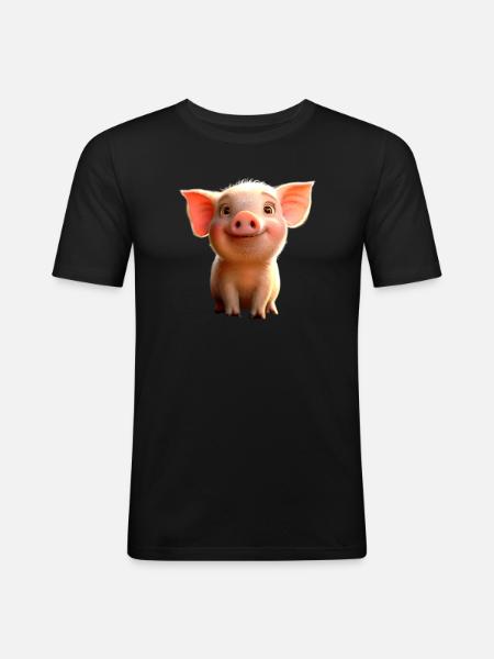 Gris Tamsvin Gris Grisling Piggy - Herre Slim Fit T-Shirt - sort