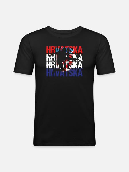 Hrvatska Kroatien Fußball - Männer Slim Fit T-Shirt - Schwarz