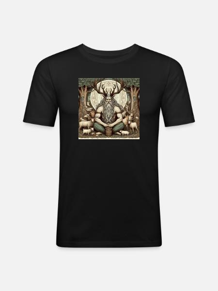 Cernunnos Celtic god - Men's Slim Fit T-Shirt - black