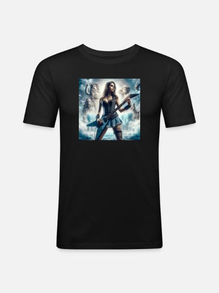 Guitarist with Poseidon - Men's Slim Fit T-Shirt - black