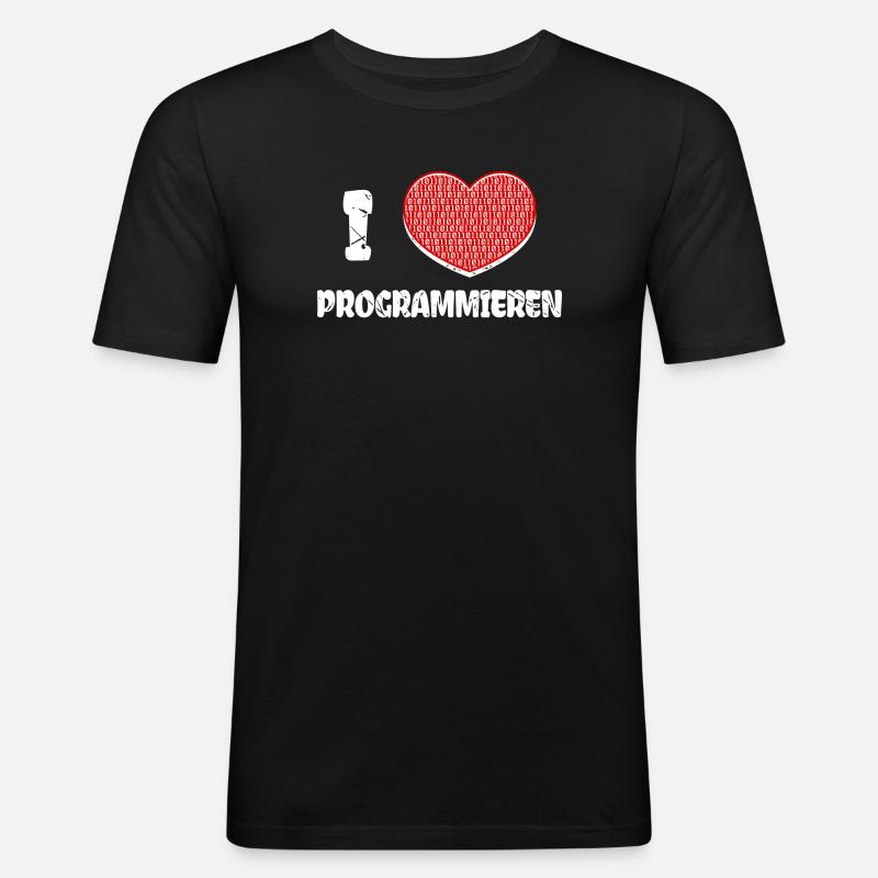 Developer Herz Programmierer Statement Informatik - Männer Slim Fit T-Shirt - Schwarz