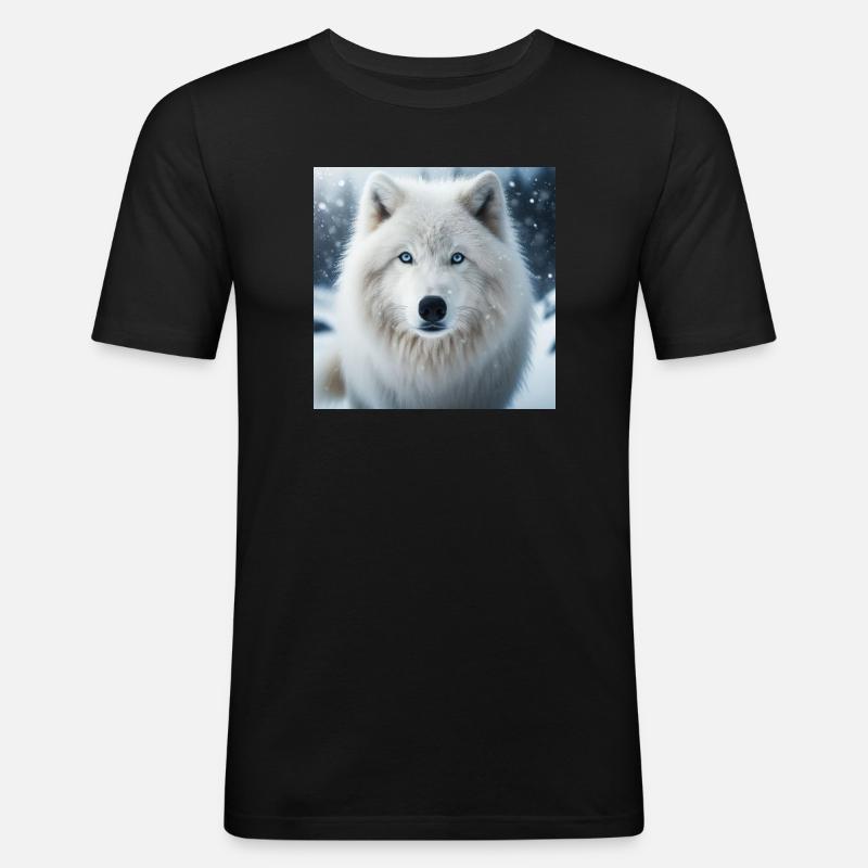 Arktischer Wolf - Männer Slim Fit T-Shirt - Schwarz