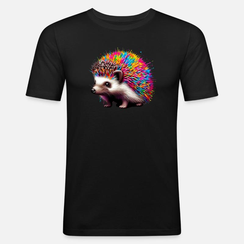 Igel - Männer Slim Fit T-Shirt - Schwarz