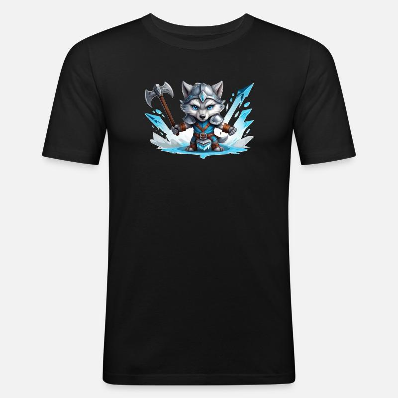 Viking Wolf Warrior - Männer Slim Fit T-Shirt - Schwarz