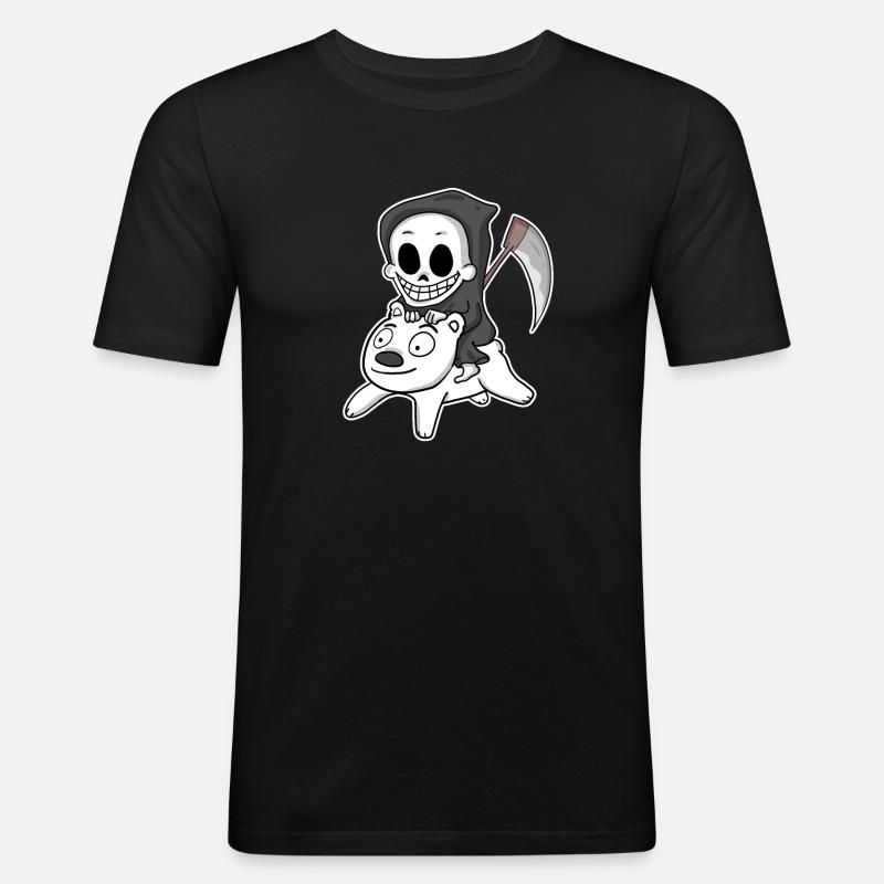 Sensenmann Eisbär Motiv - Männer Slim Fit T-Shirt - Schwarz