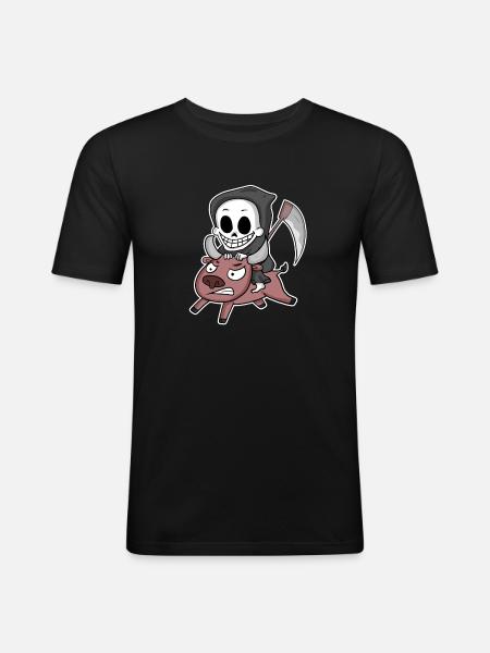 Grim Reaper Cow Motif - Men's Slim Fit T-Shirt - black