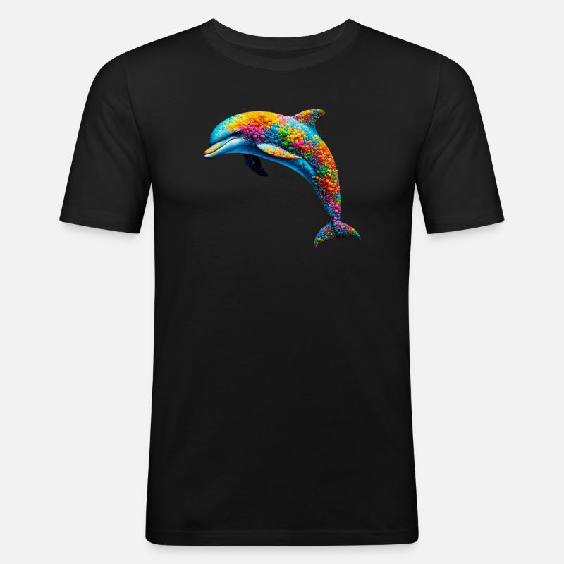 Delfin - Männer Slim Fit T-Shirt - Schwarz