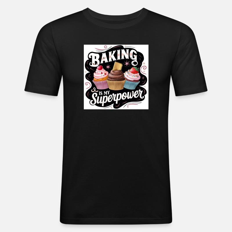 Bäcker-Superpower-Design - Männer Slim Fit T-Shirt - Schwarz