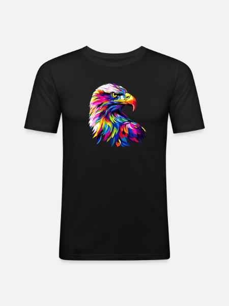 Adelaar Pop Art Heldere Kleuren Steenarend Zeearend Zeearend - Mannen slim fit T-shirt - zwart