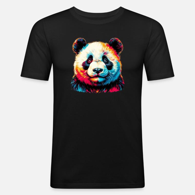 Panda - Männer Slim Fit T-Shirt - Schwarz