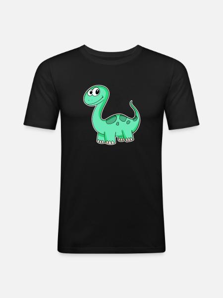 Dino Motif Dinosaur Green - Men's Slim Fit T-Shirt - black