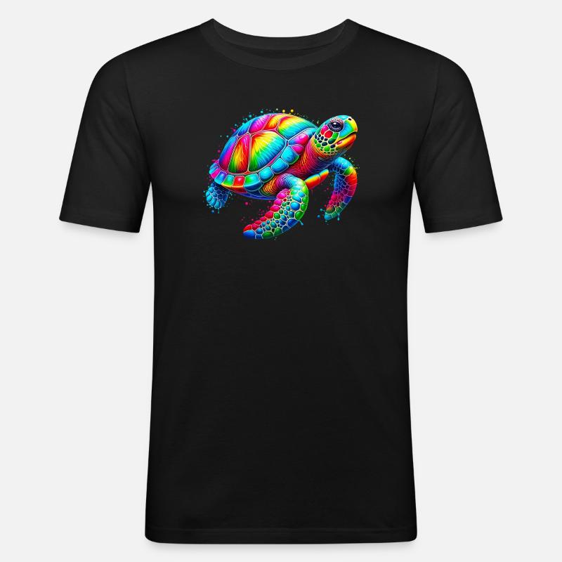 Schildkröte - Männer Slim Fit T-Shirt - Schwarz