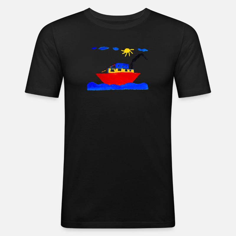 Feriendampfer - Männer Slim Fit T-Shirt - Schwarz