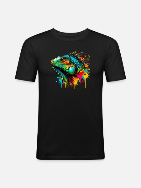 Iguane - T-shirt près du corps Homme - noir
