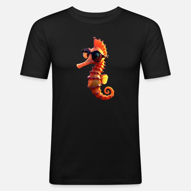 Seepferdchen Aquarist Angler Süßes Seepferdchen - Männer Slim Fit T-Shirt - Schwarz