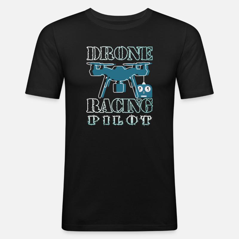 Drohnen Pilot - Männer Slim Fit T-Shirt - Schwarz