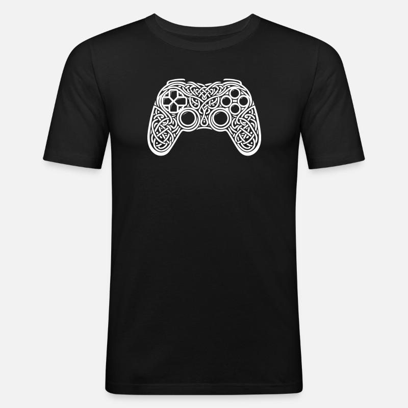 Gaming Controller KELTISCHES ORNAMENT - Männer Slim Fit T-Shirt - Schwarz