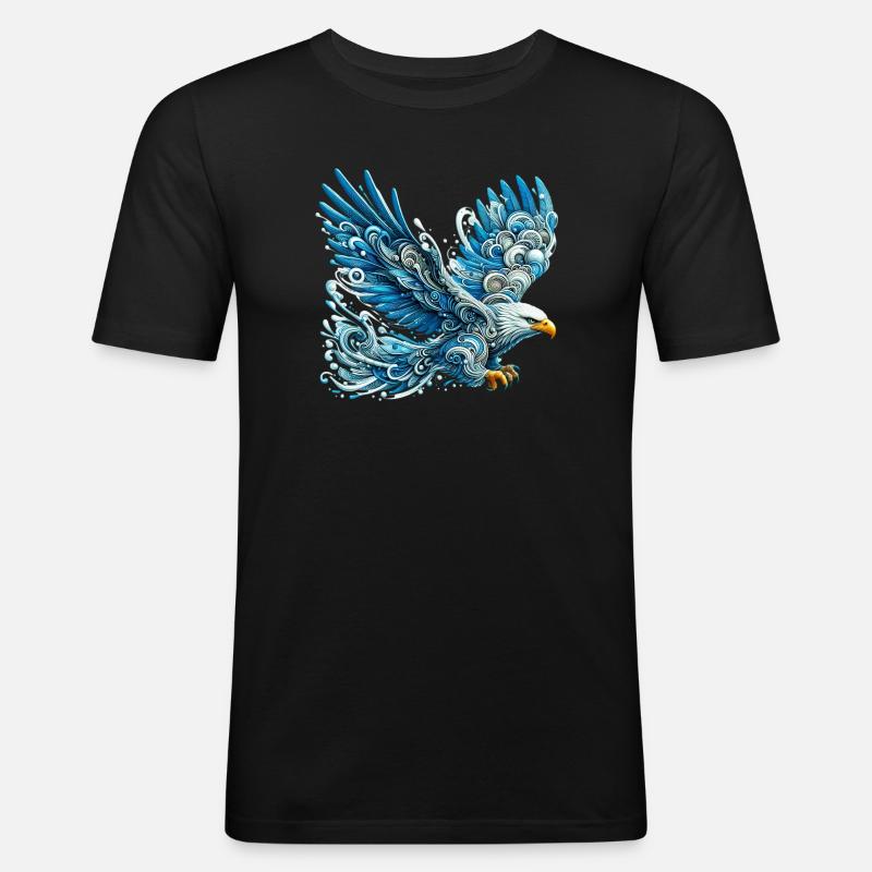 Adler - Männer Slim Fit T-Shirt - Schwarz