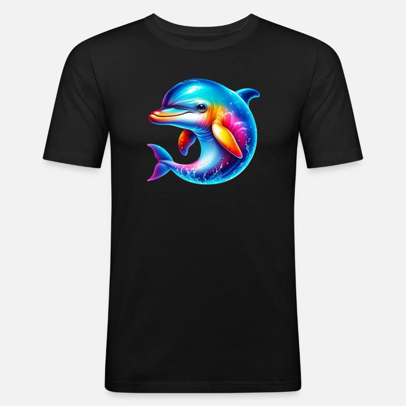 Delfin - Männer Slim Fit T-Shirt - Schwarz