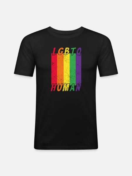 LGBTQ Human - Männer Slim Fit T-Shirt - Schwarz