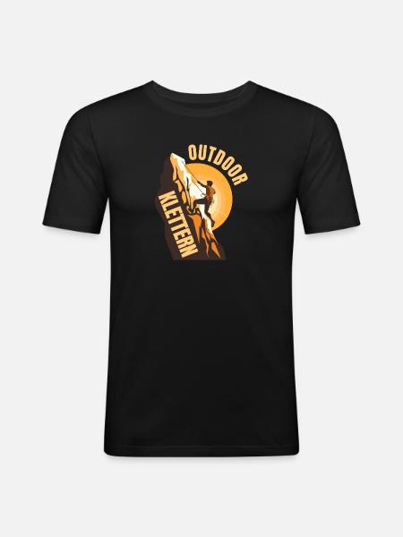 Outdoor Klettern - Männer Slim Fit T-Shirt - Schwarz