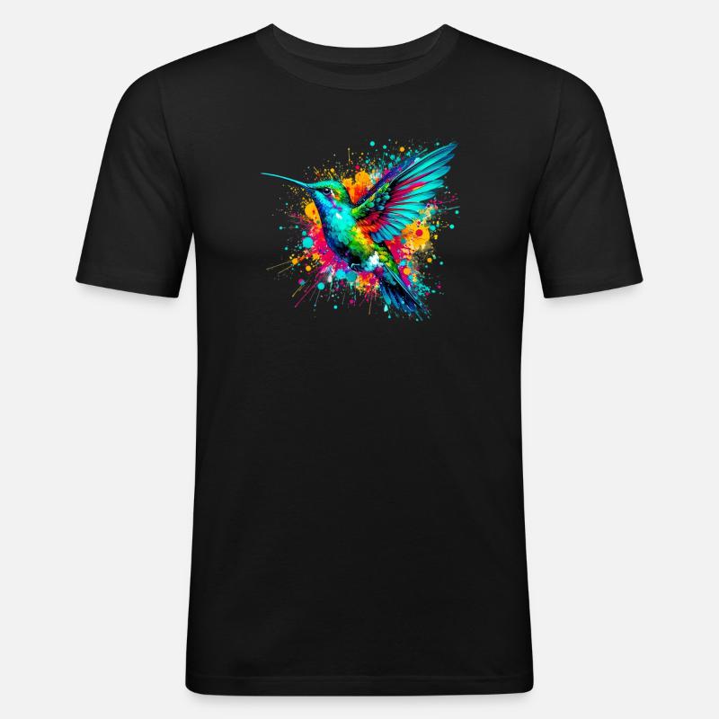 Kolibri - Männer Slim Fit T-Shirt - Schwarz